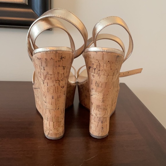 Schutz Eduarda Gold Platform Wedge Sandal - Picture 7 of 11